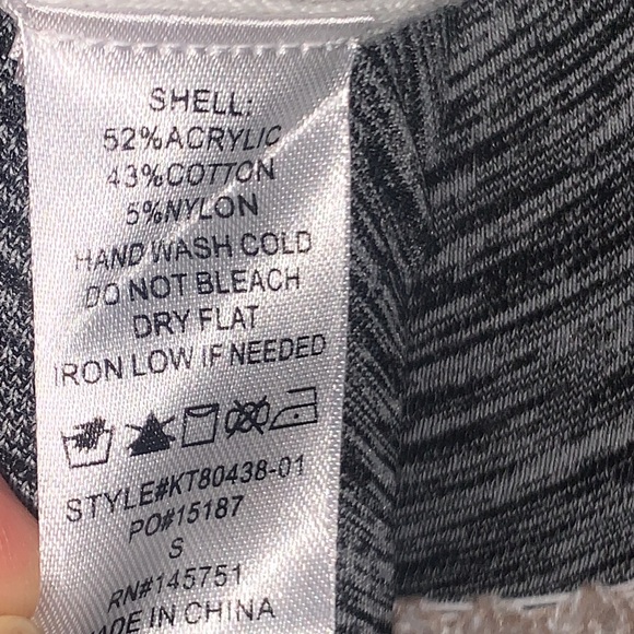 • How Very Loved Grey & White Striped Lightweight V- Neck Sweater • - Picture 5 of 5